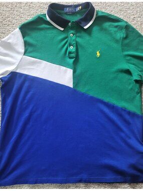 Polo Ralph Lauren Polo Shirt Men's Size Large Colorblock Classic Fit Pony Cotton